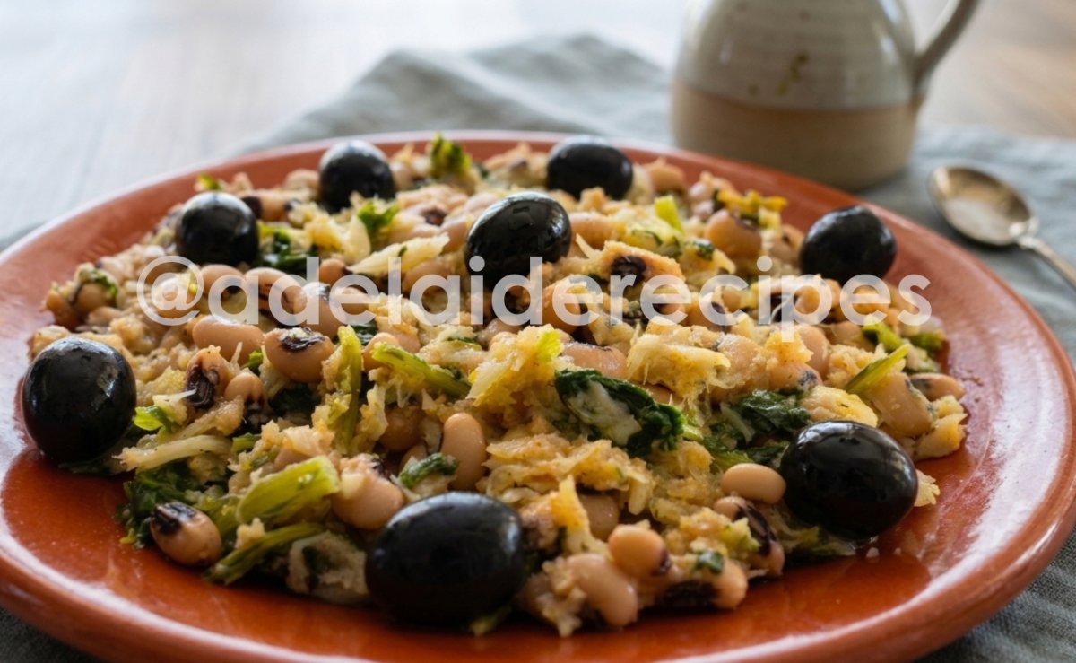 Cod Migas with Greens, Black-Eyed Beans and Cornbread | Authentic Recipe