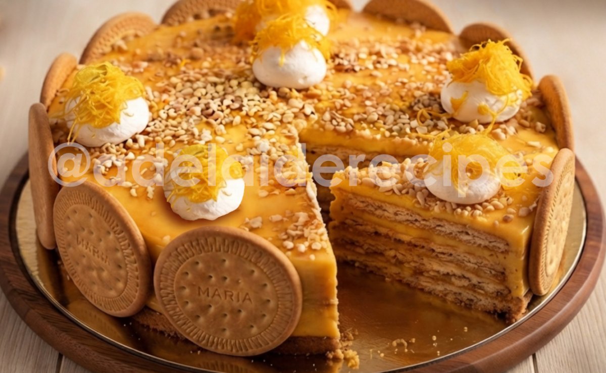 Maria Biscuit Cake with Egg Cream